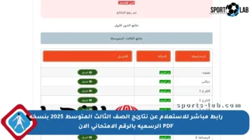 رابط مباشر للاستعلام عن نتائج الصف الثالث المتوسط 2025 بنسخة PDF الرسمية بالرقم الامتحاني الآن